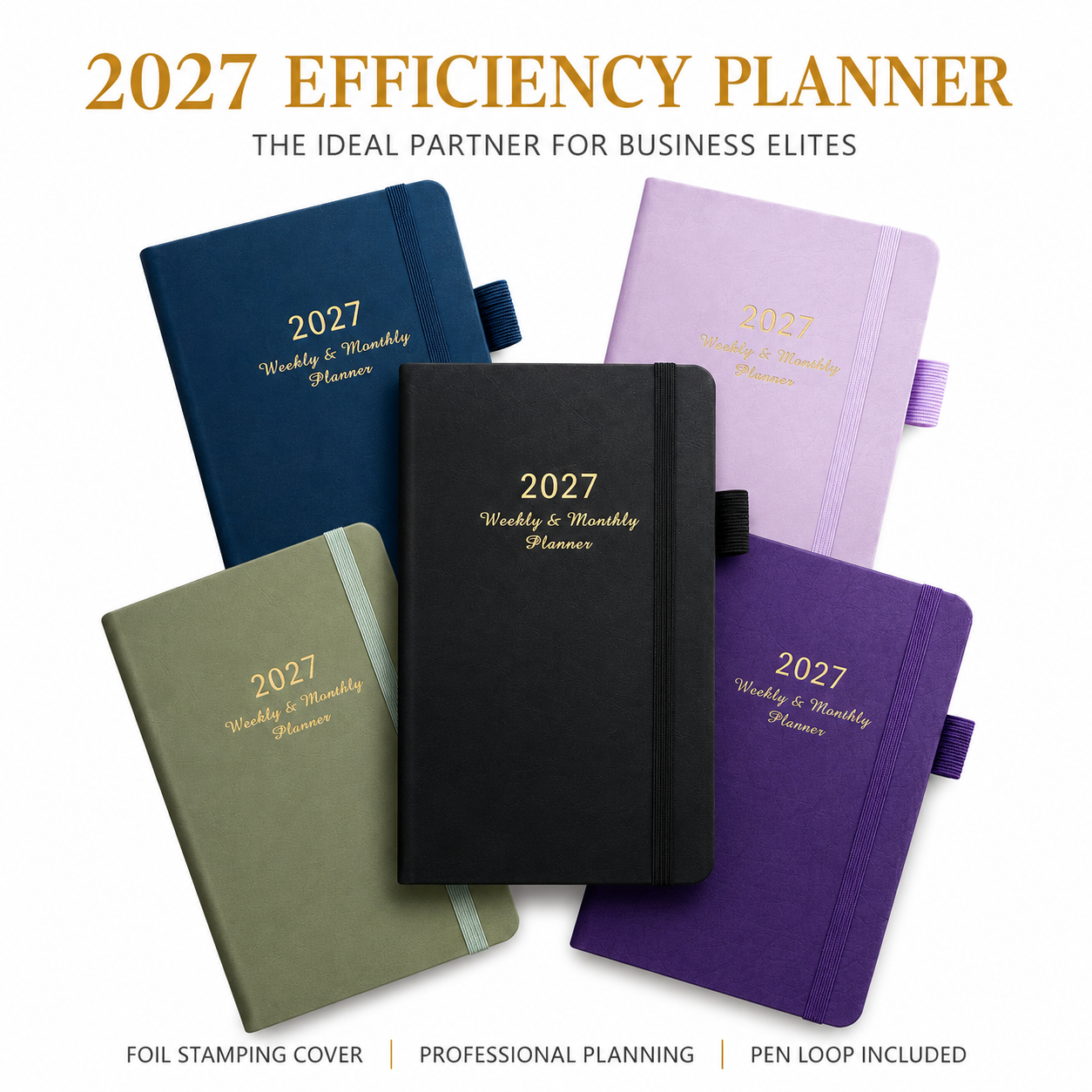 2027 Dark Purple Weekly & Monthly Planner - Compact 18 x 10 cm English view 4