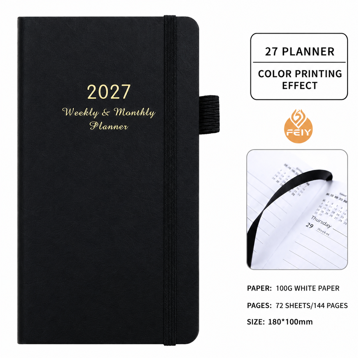 2027 Dark Purple Weekly & Monthly Planner - Compact 18 x 10 cm English view 7