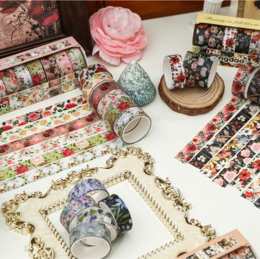10-Roll Floral Washi Tape Set (Style 6) - 15 mm x 2 m Decorative Flower view 2