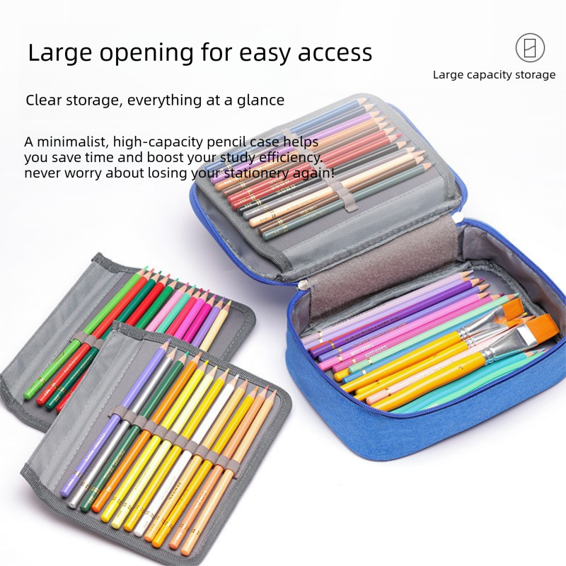 Large Capacity 72-Slot Pencil Case - Pink Multi-Layer Zipper Stationery view 4
