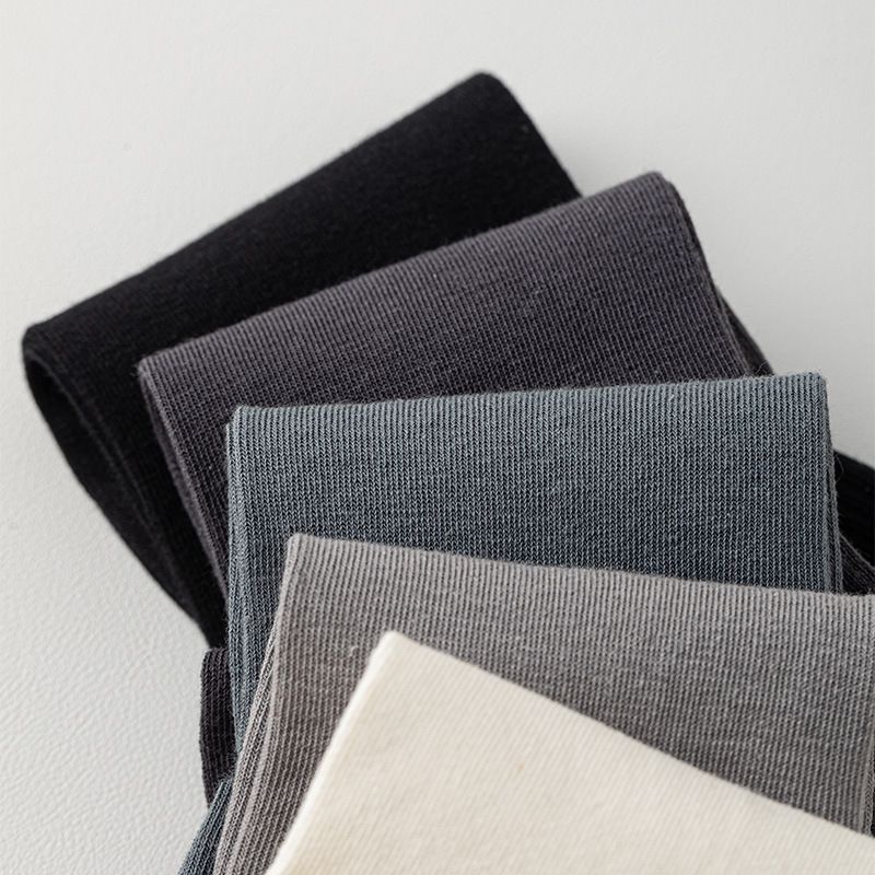 5 Pairs Dark Gray Cotton Blend Ankle Socks - Solid Colour Breathable Short view 5