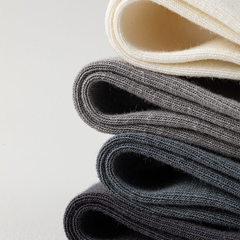 5 Pairs Light Gray Cotton Blend Ankle Socks - Solid Colour Breathable Short view 4