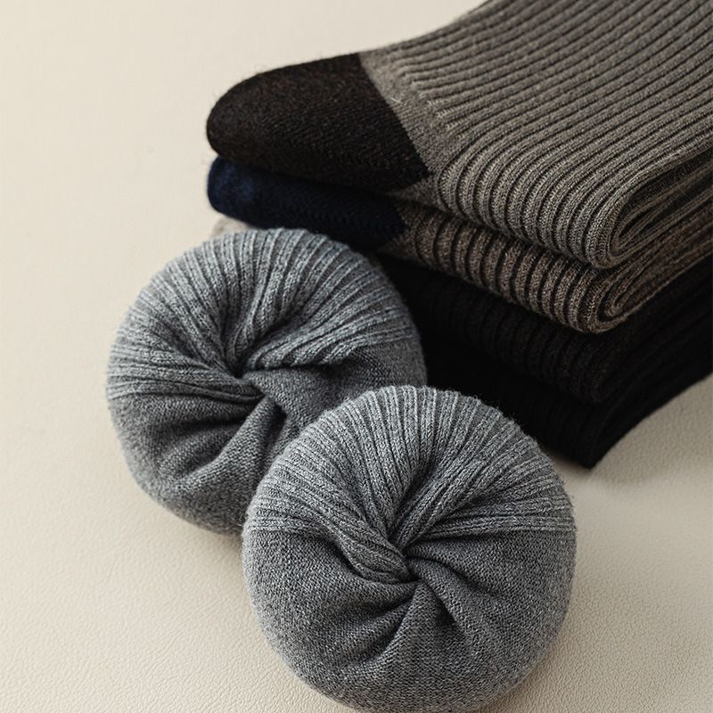 5 Pairs Men's Ribbed Crew Socks - Assorted Dark Colours view 4