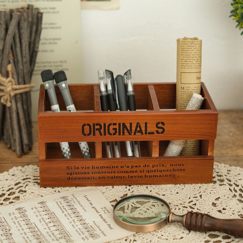 Vintage Desk Organiser - 3-Compartment Pen and Stationery Holder view 3