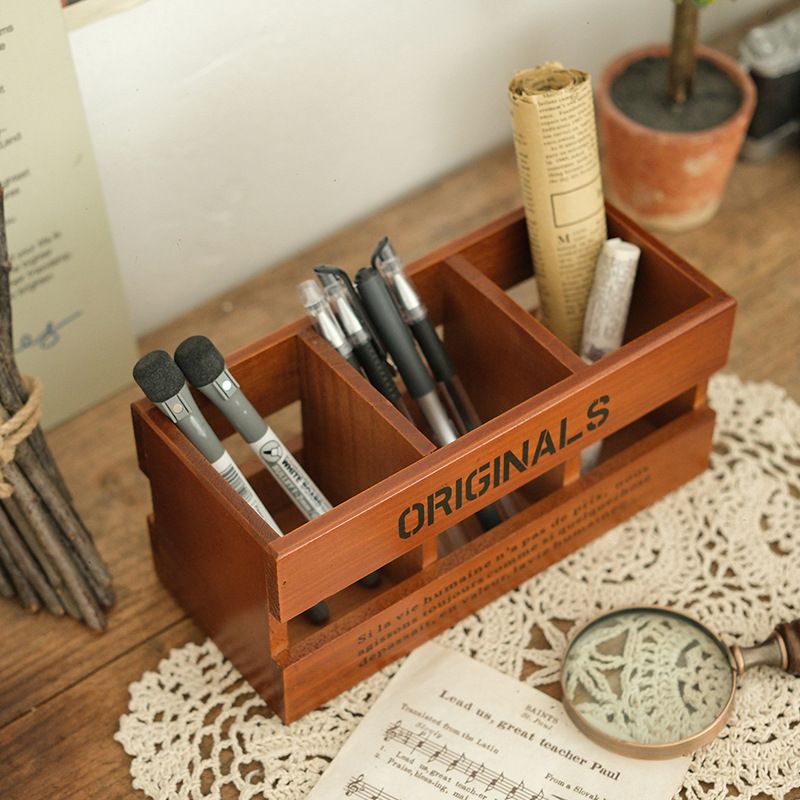 Vintage Desk Organiser - 3-Compartment Pen and Stationery Holder view 4