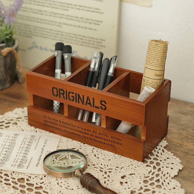 Vintage Desk Organiser - 3-Compartment Pen and Stationery Holder view 5