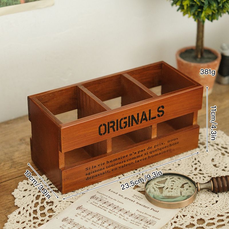 Vintage Desk Organiser - 3-Compartment Pen and Stationery Holder view 6