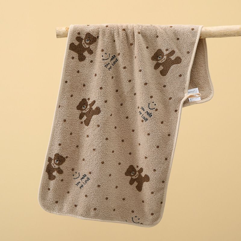 Brown 5-Piece Soft Absorbent Towel Set - Bear Print Face and Bath Towels with view 2