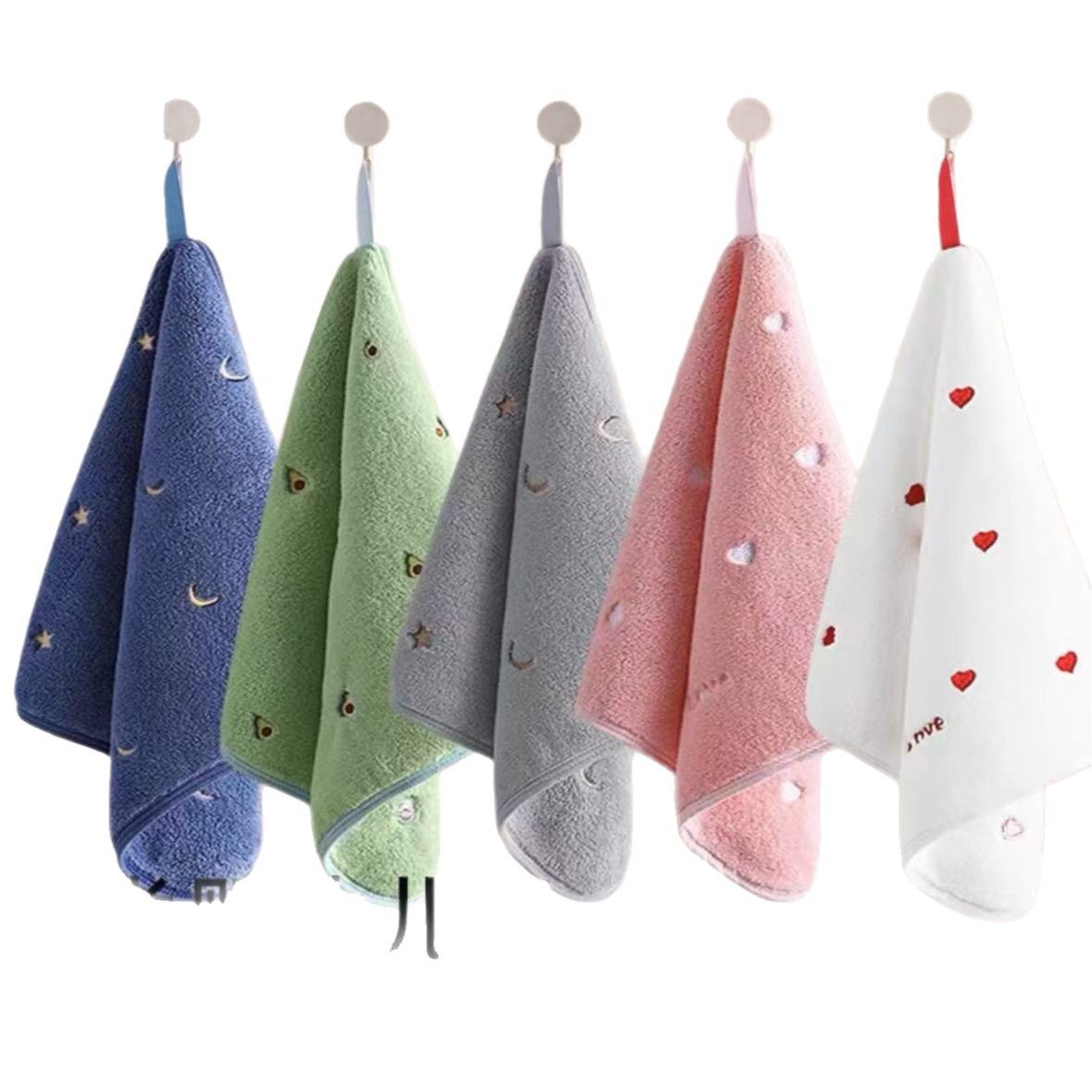 5-Pack Hanging Hand Towels (Blue)- 30 x 30 cm Soft Absorbent Quick-Dry Square view 6
