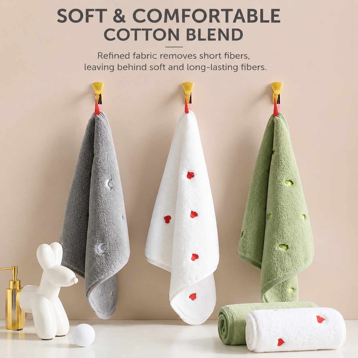 5-Pack Hanging Hand Towels (Pink)- 30 x 30 cm Soft Absorbent Quick-Dry Square view 2