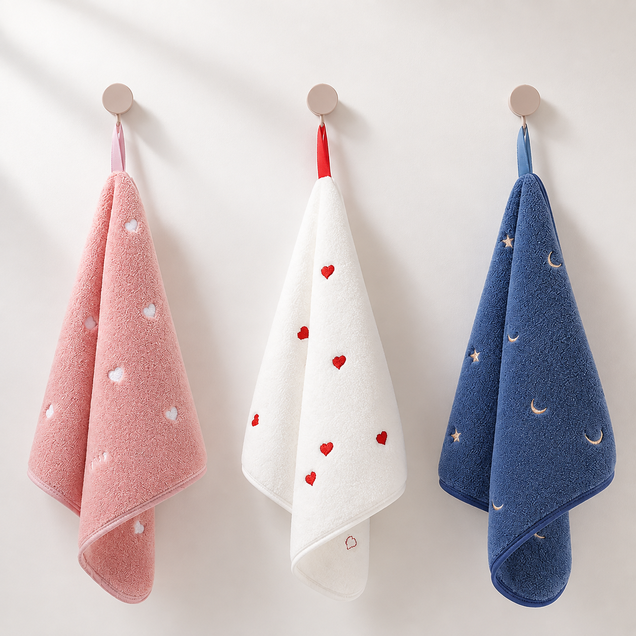 5-Pack Hanging Hand Towels (Pink)- 30 x 30 cm Soft Absorbent Quick-Dry Square view 3