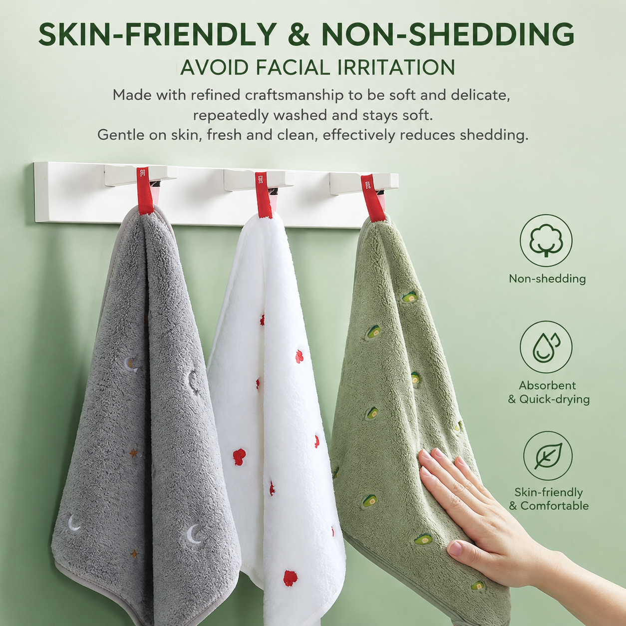 5-Pack Hanging Hand Towels (Pink)- 30 x 30 cm Soft Absorbent Quick-Dry Square view 4