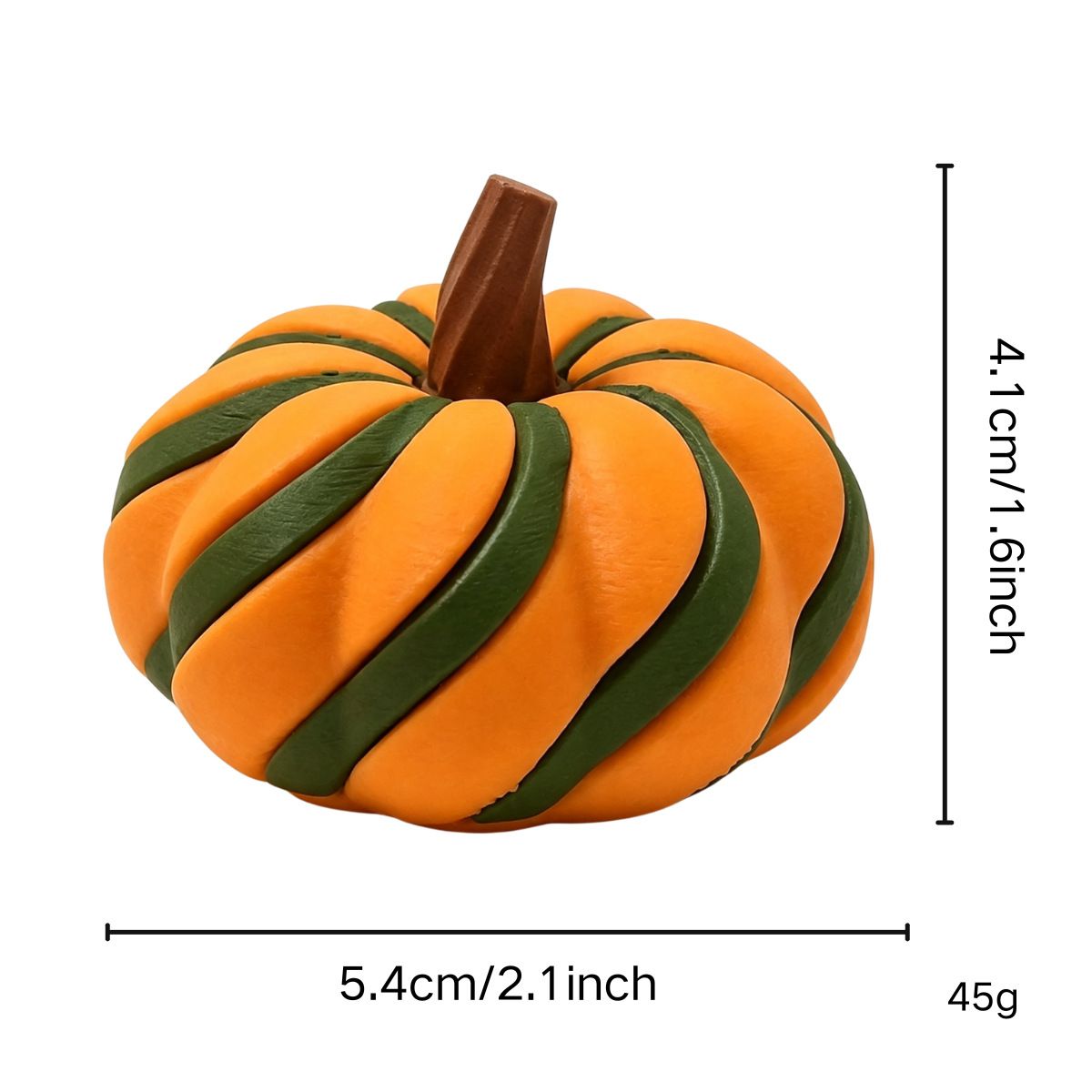 2 Pack 3D Printed Spiral Pumpkin Decoration - Orange and Dark Green Twisted view 7