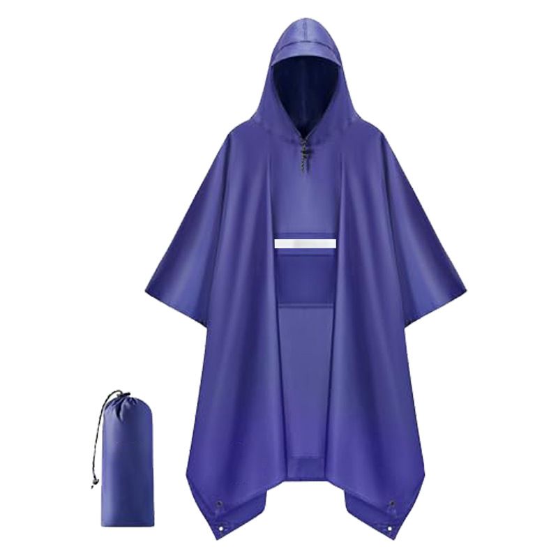 Blue Unisex Hooded Rain Poncho - Lightweight Packable Outdoor Rain Cape with — image 1