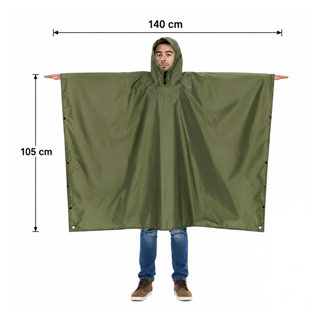 Blue 3-in-1 Hooded Rain Poncho - 140 x 210 cm Lightweight Polyester Outdoor view 5