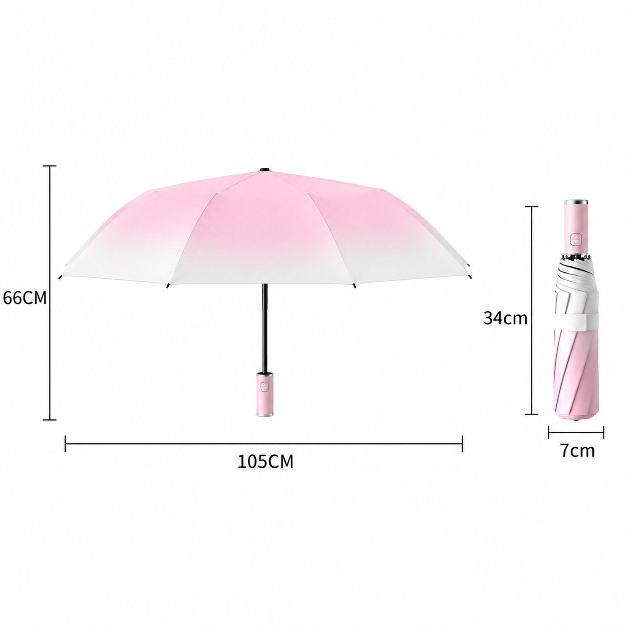 Yellow Gradient 40-Rib Automatic Folding Umbrella - 105 cm Large Canopy with view 5