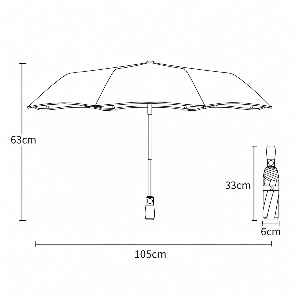 Blue Rounded Edge Automatic Folding Umbrella - 105 cm Large UPF 50+ Sun and view 5