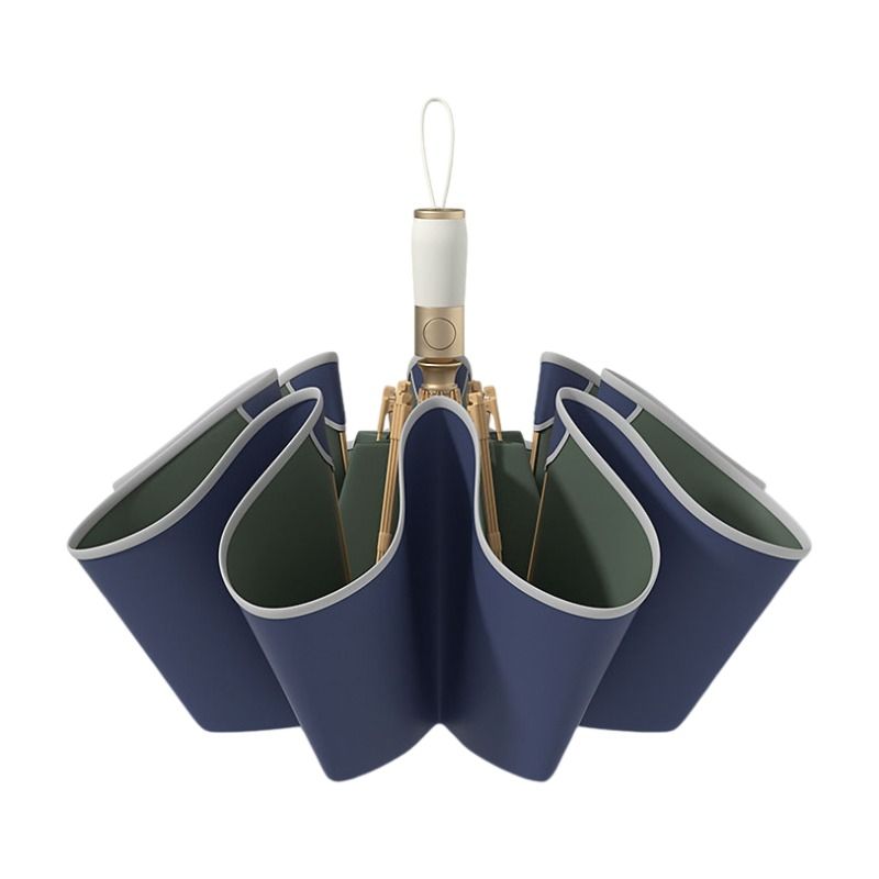 Dark Blue Rounded Edge Automatic Folding Umbrella - 105 cm Large UPF 50+ Sun — image 1