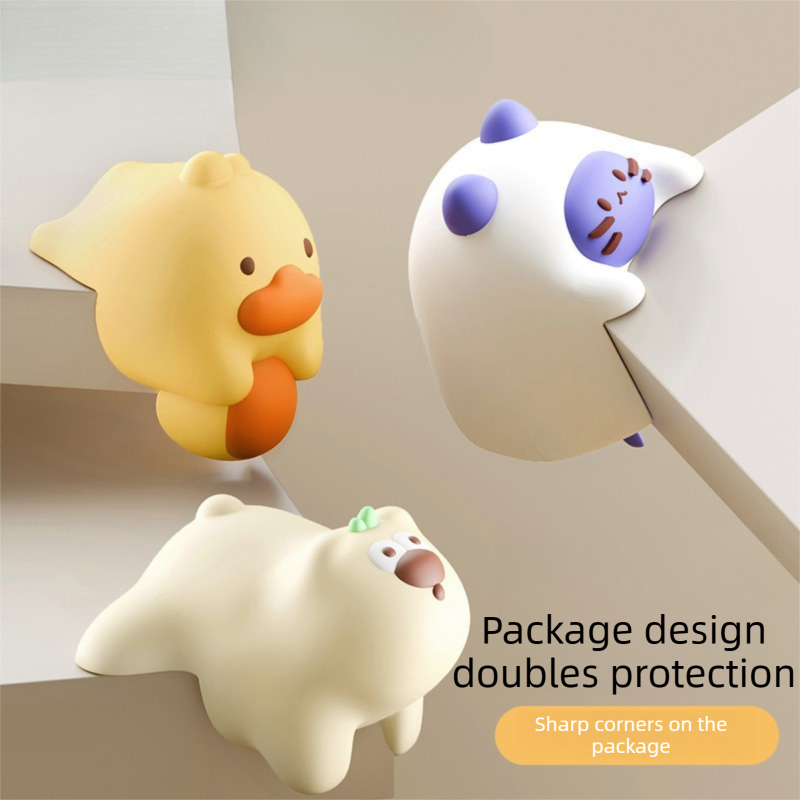 Beige Bear 4 Pack Cartoon Silicone Corner Protectors - Soft Right Angle view 4