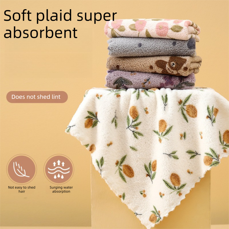 10 Pack Floral Coral Fleece Cleaning Cloth (White Floral Print)- 30x30cm Super view 2