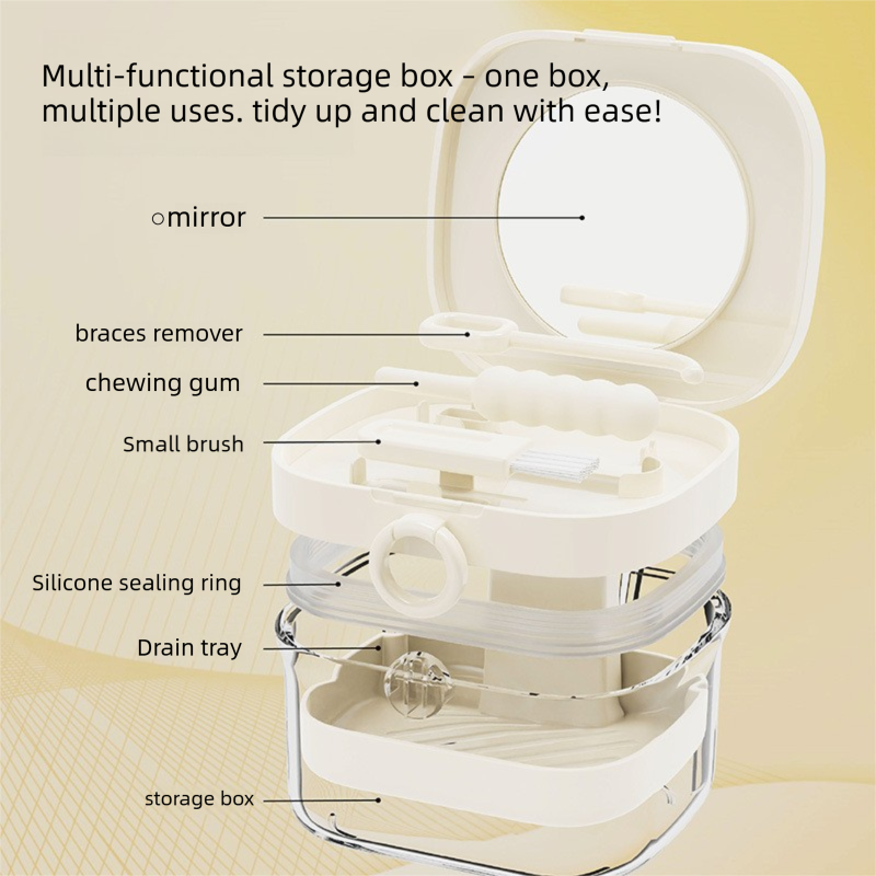 Gray Portable Retainer Cleaning Case - Multifunctional Aligner and Denture view 5