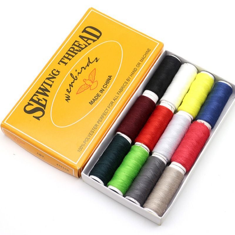 12 Colour Sewing Thread Set - 350m Per Spool Multi Colour Thread Pack for Hand — image 1