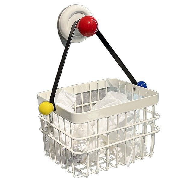 Suction Cup Wall Mounted Storage Basket - 14 x 12 x 10 cm No Drill Hanging