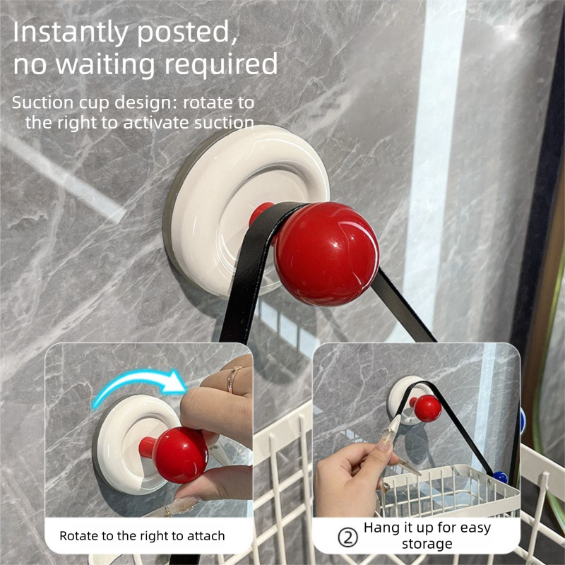 Suction Cup Wall Mounted Storage Basket - 14 x 12 x 10 cm No Drill Hanging view 4