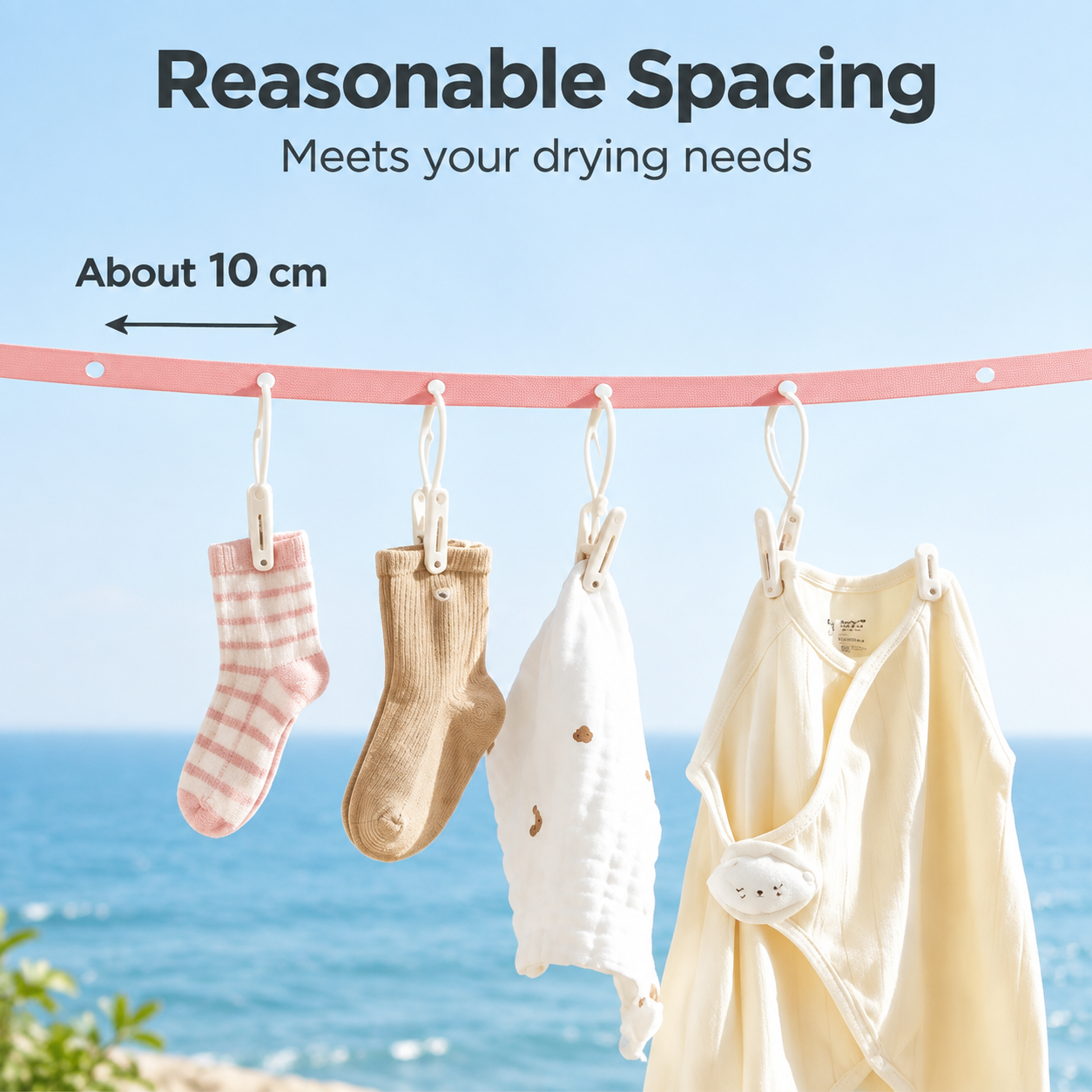 Pink Portable Travel Clothesline with 34 Hanging Holes - Adjustable No Drill view 5
