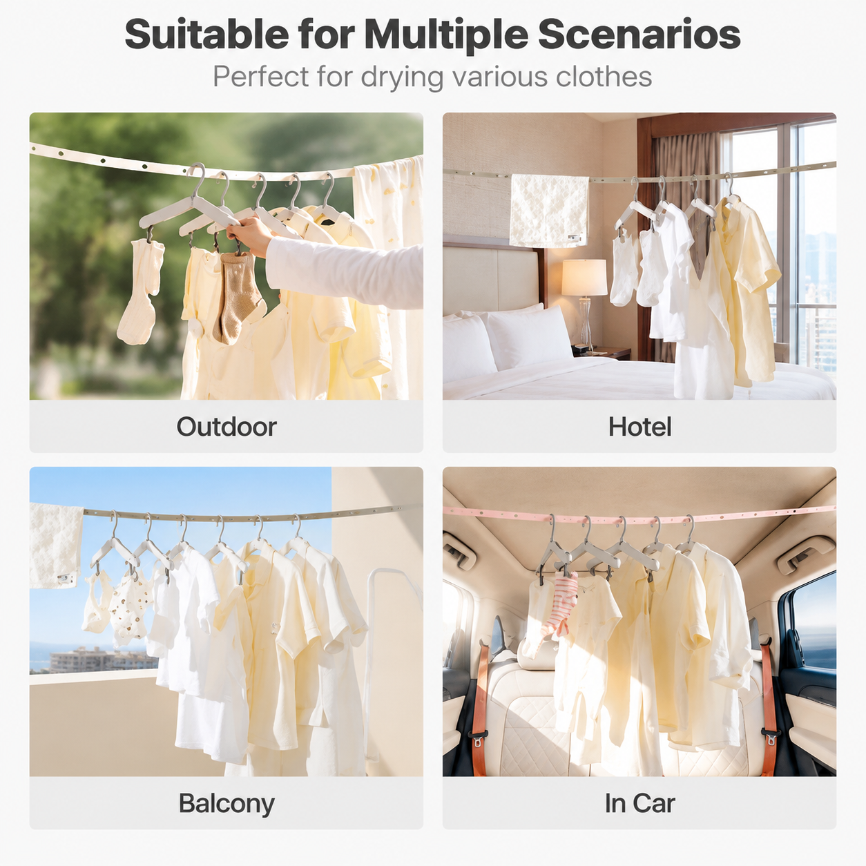 2 PCS Pink Portable Travel Clothesline with 34 Hanging Holes - Adjustable No view 6