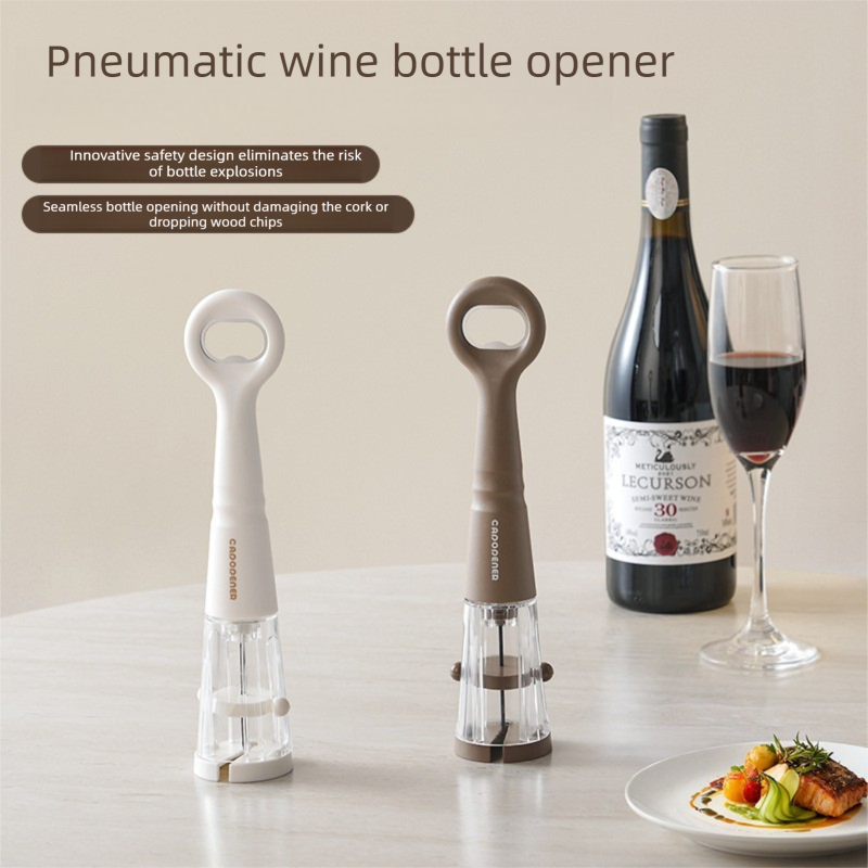 White 2 in 1 Air Pressure Wine Bottle Opener - 24cm Pneumatic Cork Remover view 2