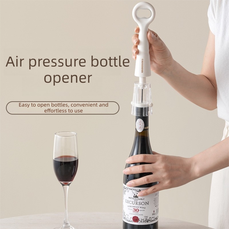 White 2 in 1 Air Pressure Wine Bottle Opener - 24cm Pneumatic Cork Remover view 5