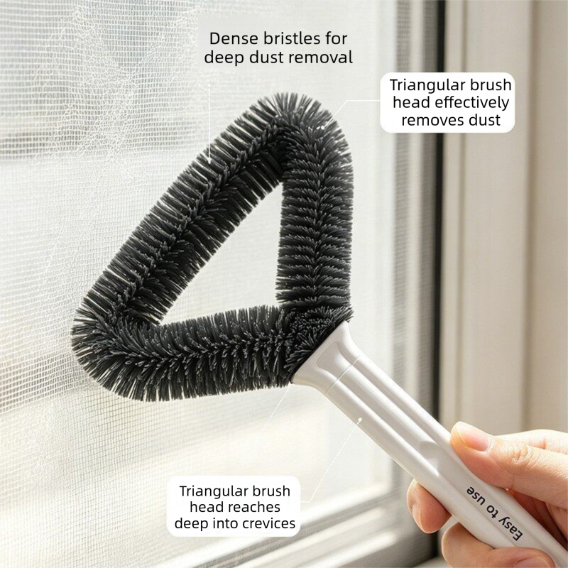 Triangular Window Screen Cleaner Brush - 32cm Long Handle Durable Bristles for view 4