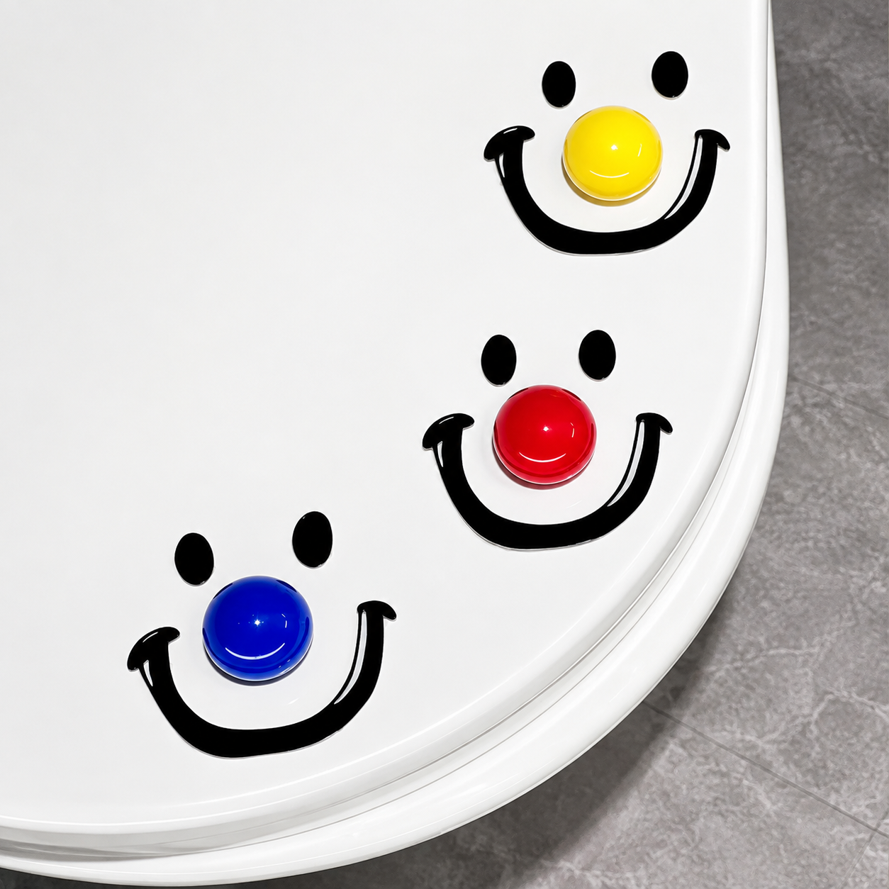 2 PCS Blue Smiley Face Toilet Seat Lifter - Adhesive Bathroom Lifter Handle view 5