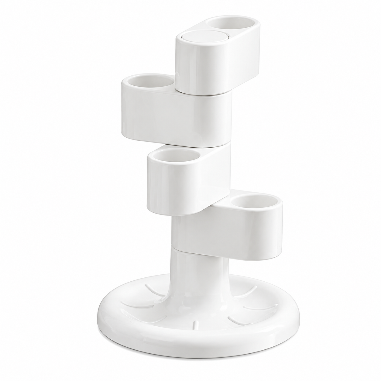 360 Rotating Toothbrush Holder - Vertical Layered Storage Stand with Anti Slip