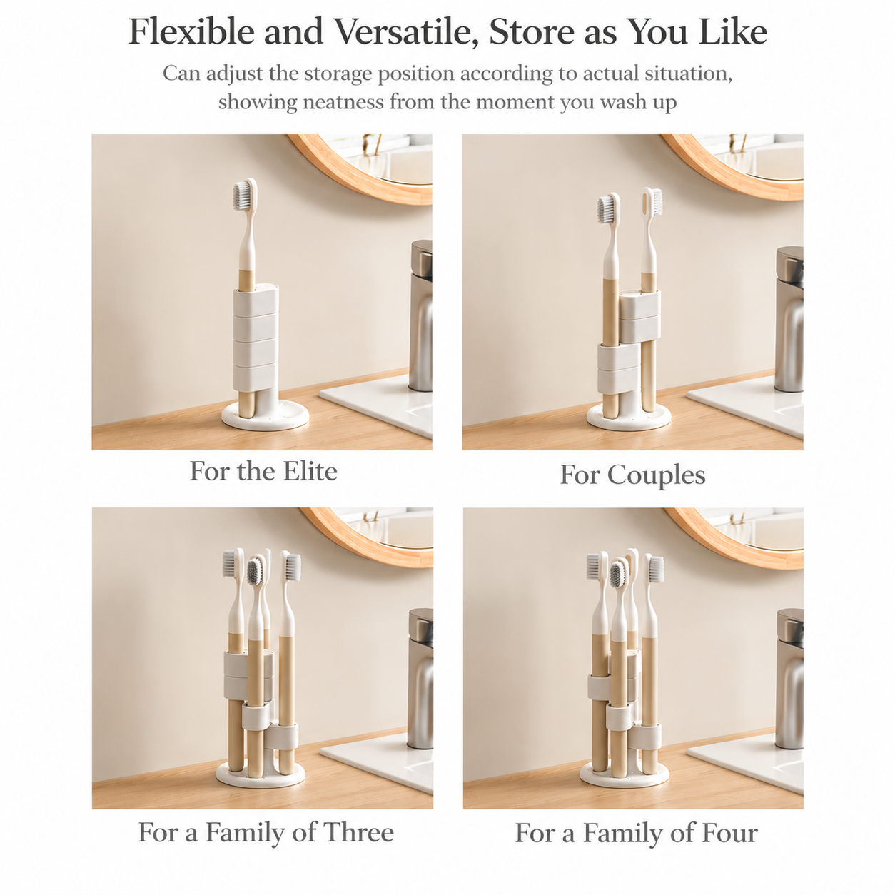 360 Rotating Toothbrush Holder - Vertical Layered Storage Stand with Anti Slip view 5