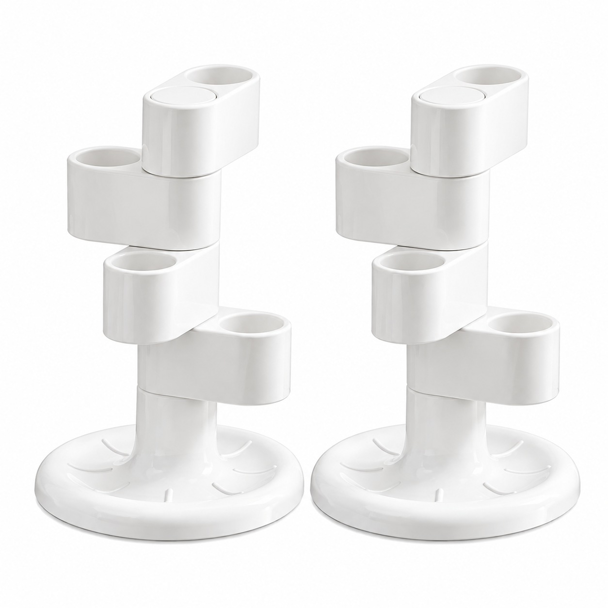 2 PCS 360 Rotating Toothbrush Holder - Vertical Layered Storage Stand with