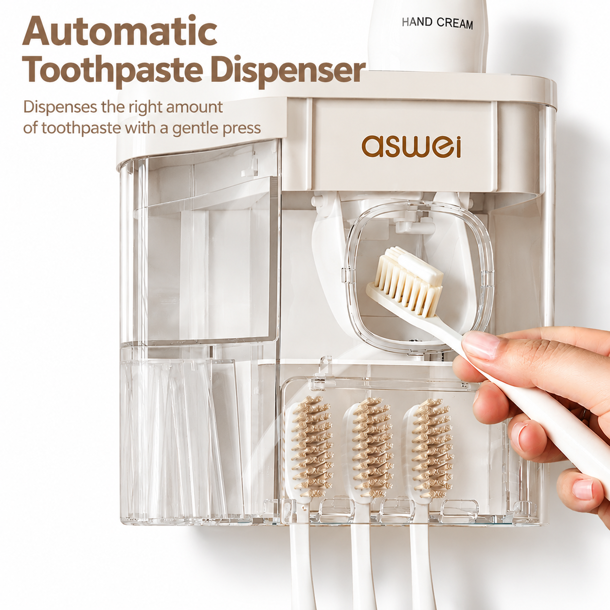 Blue Wall-Mounted Bathroom Organizer with Automatic Toothpaste Dispenser view 4