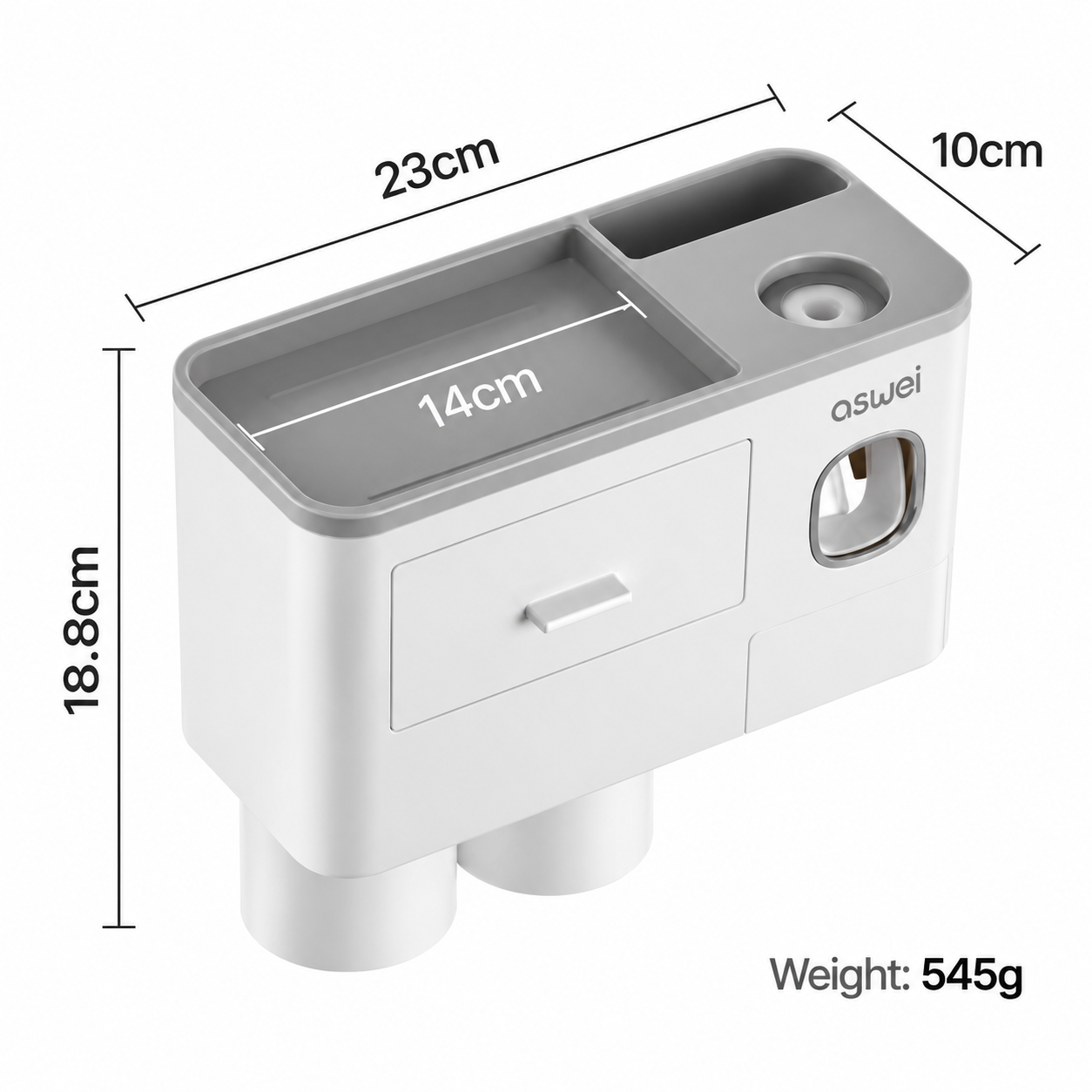 Gray Wall-Mounted Bathroom Organizer with 4 Magnetic Cups - Automatic view 5