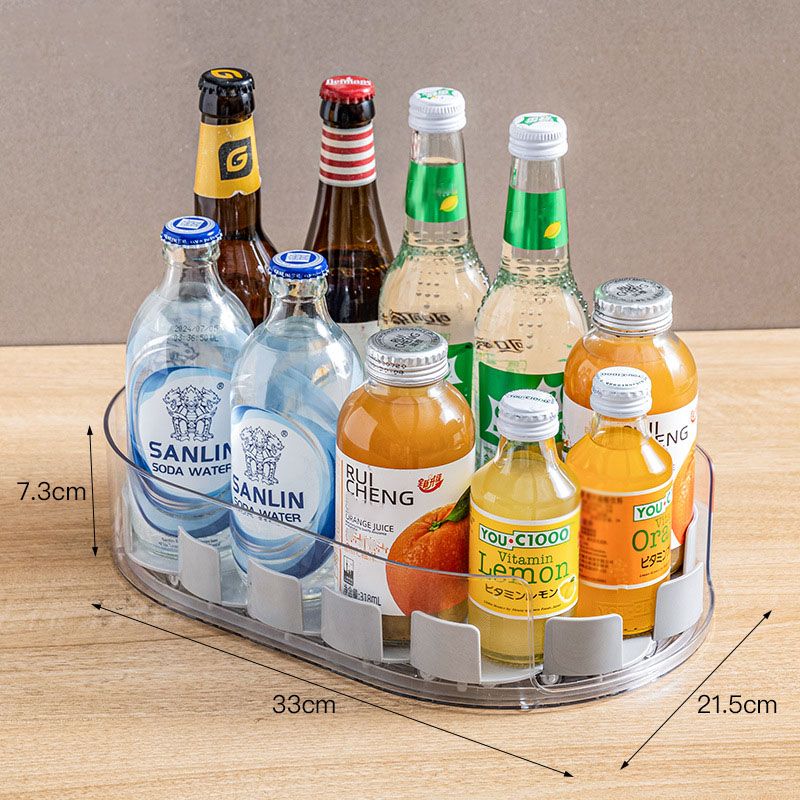 360° Rotating Refrigerator Organizer (Semi-transparent)- Clear Oval Turntable view 6