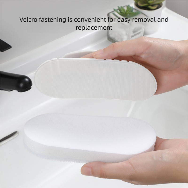 Flexible Bathroom Cleaning Brush with Replaceable Sponge Pads - Handheld view 3