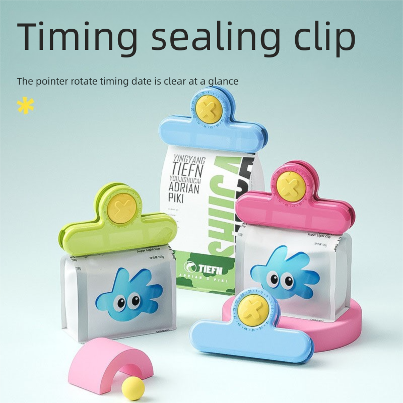 Rose Red Timing Sealing Clip with Magnetic Date Tracker - 5 Pack Kitchen Snack view 2