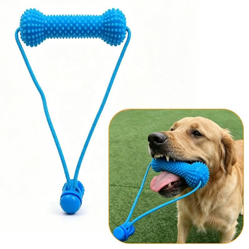 Dog Dental Chew Toy and Finger Brush Set - 10cm Blue Hands Free Chew Toy with view 3