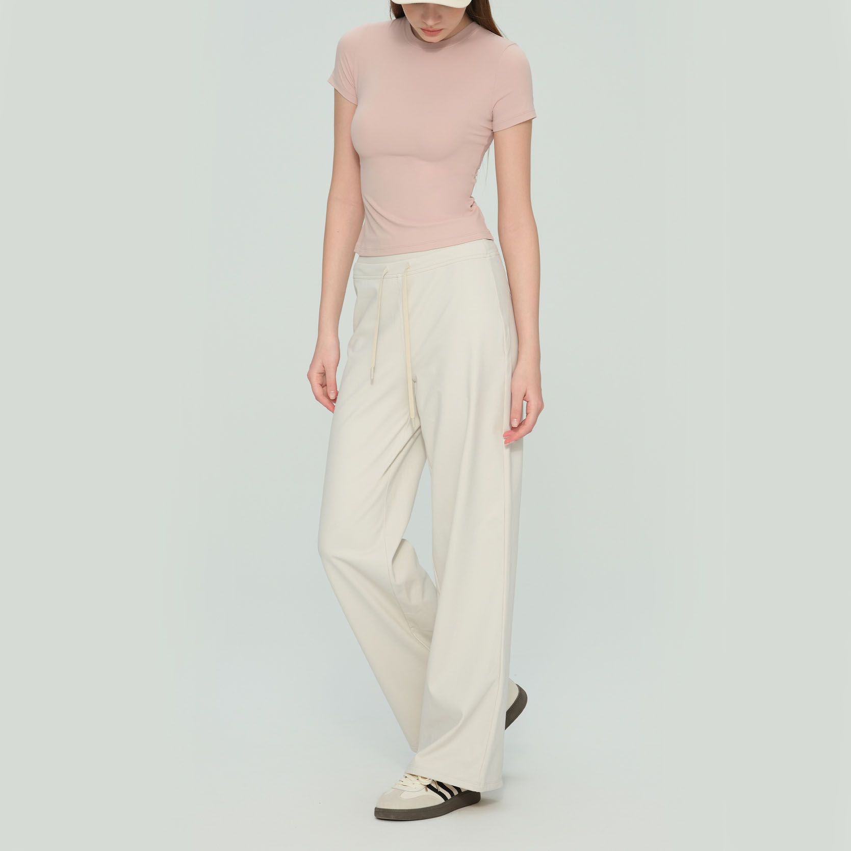 Size XL White Women’s High Waisted Straight Leg Lounge Pants - Drawstring view 5