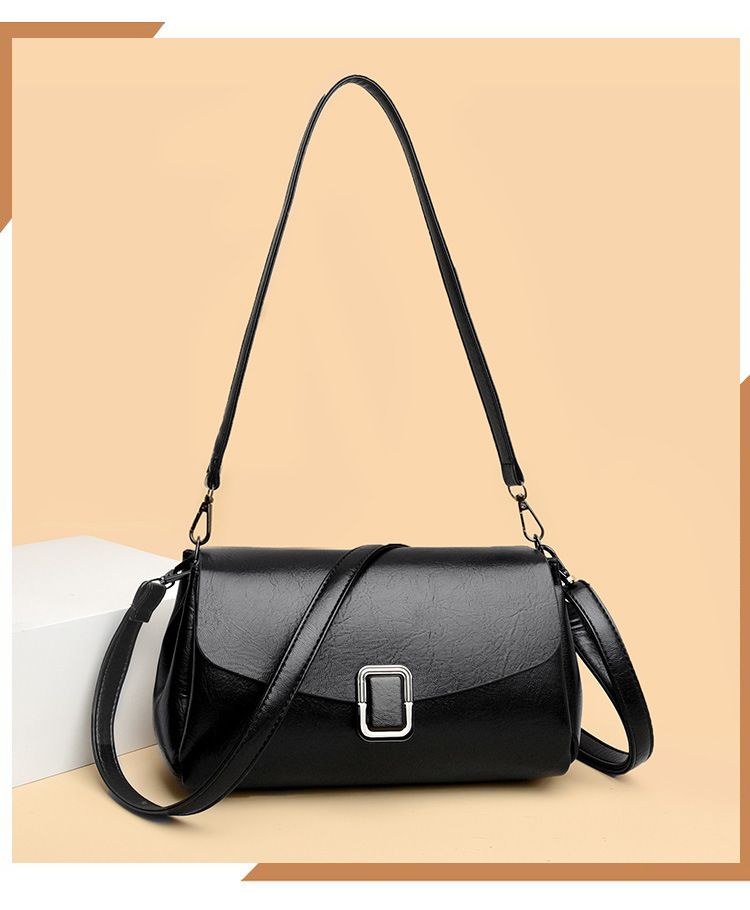 Black Women's Crossbody Bag - Brown PU Leather view 2