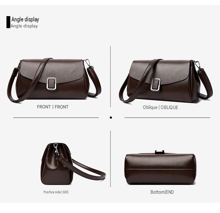 Black Women's Crossbody Bag - Brown PU Leather view 6