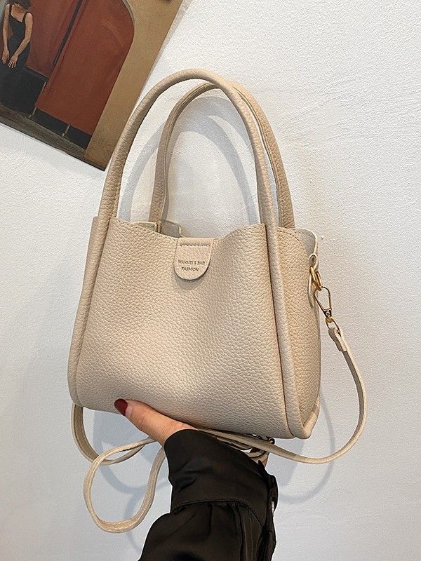 Khaki Women's Top Handle Crossbody Bag - PU Leather view 2