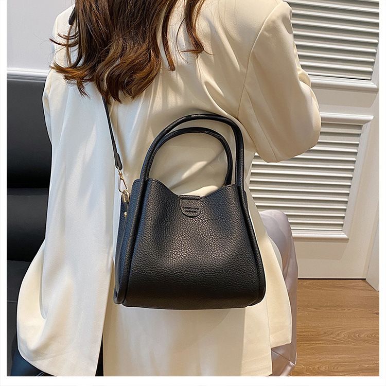 Black Women's Top Handle Crossbody Bag - PU Leather view 2