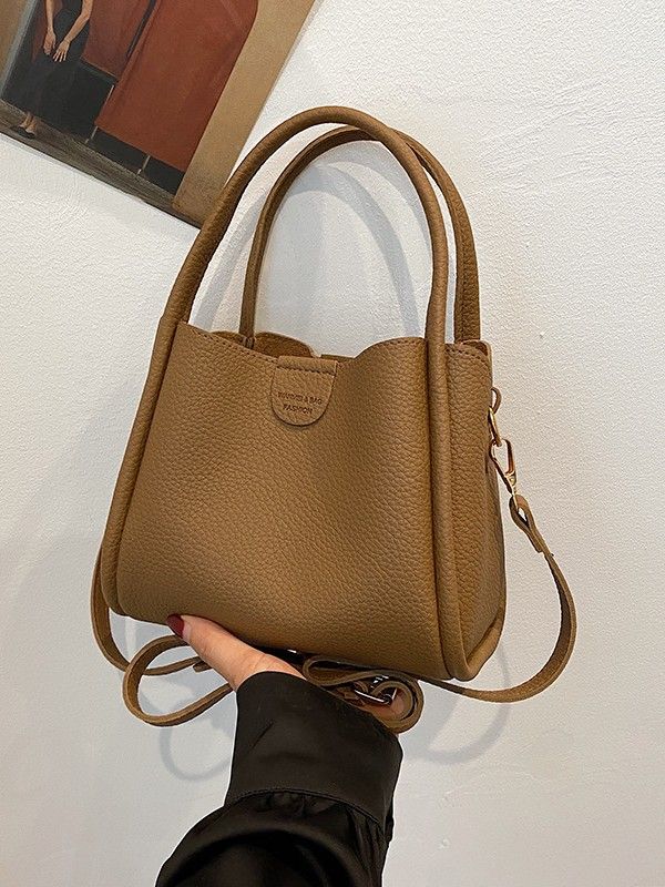 Brown Women's Top Handle Crossbody Bag - PU Leather view 2