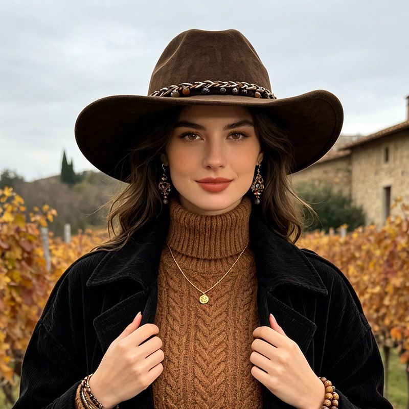 beige Western Cowboy Hat -camel Suede Fabric view 2